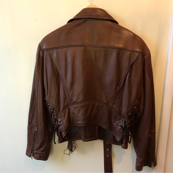 Iconic Bentley motorcycle genuine oversize leather jacket in brown - Picture 5 of 14